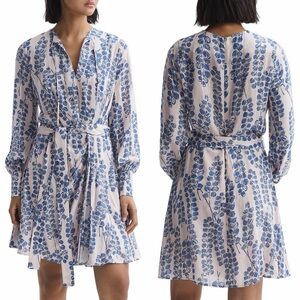 Reiss Blue and White Long Sleeve Dress
